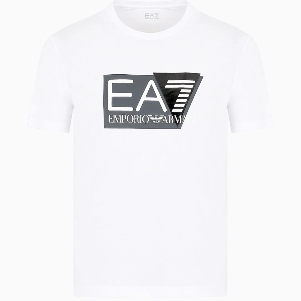 New EA7 Emporio Armani Men’s White Graphic T-Shirt